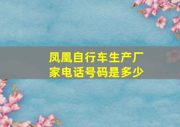 凤凰自行车生产厂家电话号码是多少