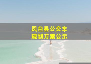 凤台县公交车规划方案公示