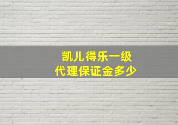 凯儿得乐一级代理保证金多少