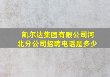 凯尔达集团有限公司河北分公司招聘电话是多少