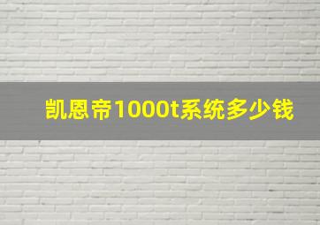 凯恩帝1000t系统多少钱