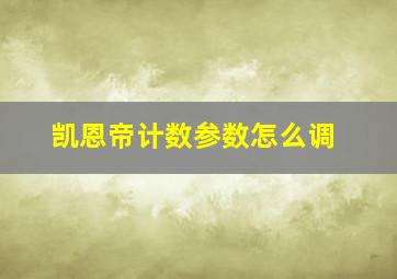 凯恩帝计数参数怎么调