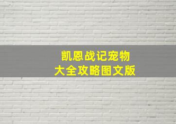 凯恩战记宠物大全攻略图文版