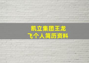 凯立集团王龙飞个人简历资料