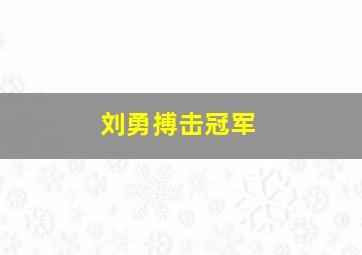 刘勇搏击冠军