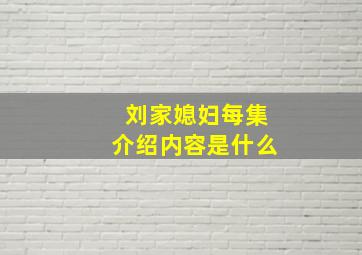 刘家媳妇每集介绍内容是什么