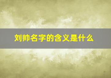 刘帅名字的含义是什么