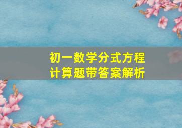 初一数学分式方程计算题带答案解析