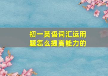 初一英语词汇运用题怎么提高能力的