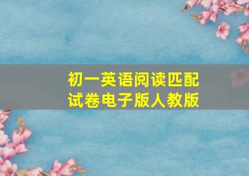 初一英语阅读匹配试卷电子版人教版