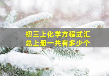 初三上化学方程式汇总上册一共有多少个