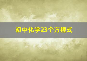 初中化学23个方程式