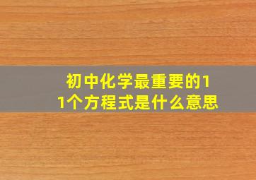 初中化学最重要的11个方程式是什么意思