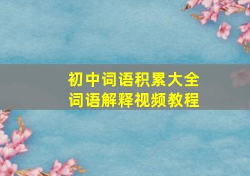 初中词语积累大全词语解释视频教程