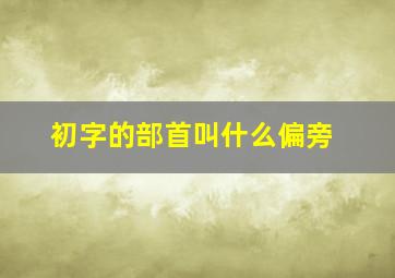 初字的部首叫什么偏旁