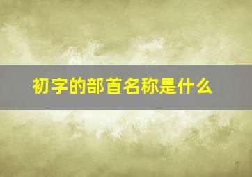 初字的部首名称是什么