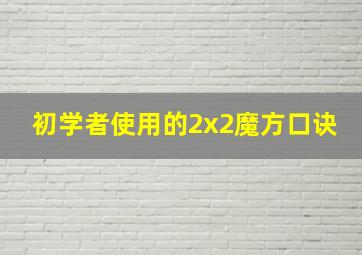 初学者使用的2x2魔方口诀