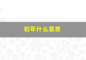 初年什么意思