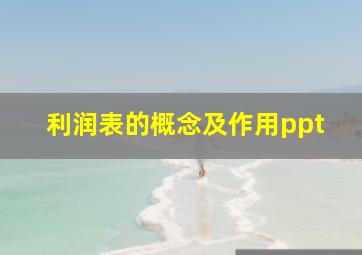 利润表的概念及作用ppt