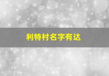 利特村名字有达