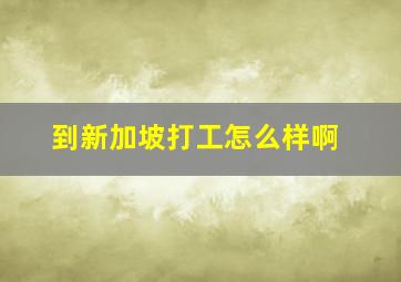 到新加坡打工怎么样啊