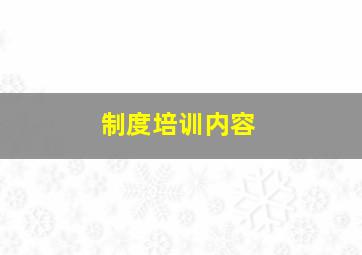 制度培训内容