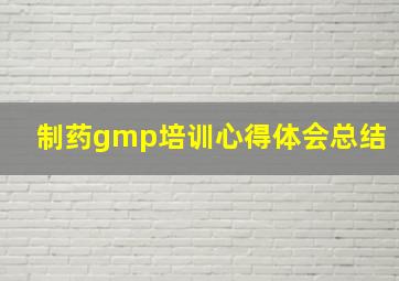 制药gmp培训心得体会总结