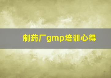 制药厂gmp培训心得