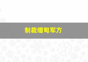 制裁缅甸军方