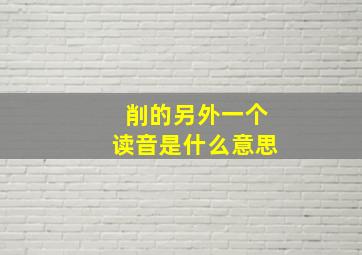 削的另外一个读音是什么意思