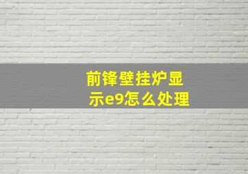 前锋壁挂炉显示e9怎么处理