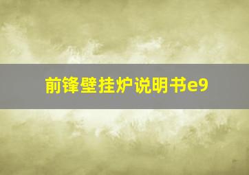 前锋壁挂炉说明书e9