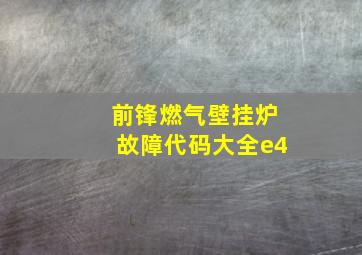 前锋燃气壁挂炉故障代码大全e4