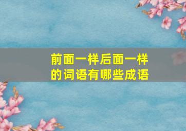 前面一样后面一样的词语有哪些成语