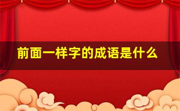 前面一样字的成语是什么