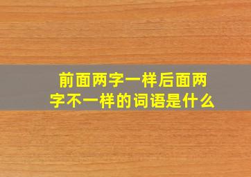 前面两字一样后面两字不一样的词语是什么