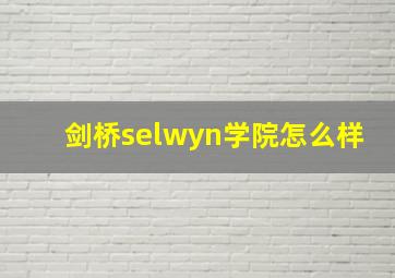 剑桥selwyn学院怎么样