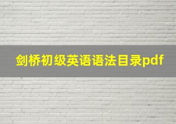 剑桥初级英语语法目录pdf