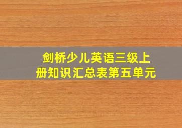 剑桥少儿英语三级上册知识汇总表第五单元