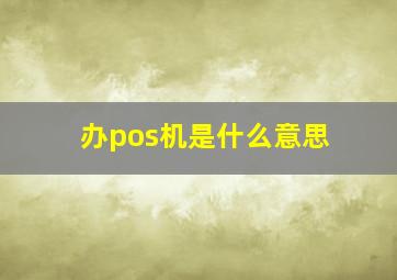 办pos机是什么意思