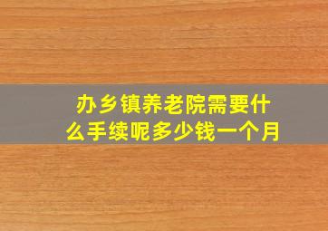 办乡镇养老院需要什么手续呢多少钱一个月