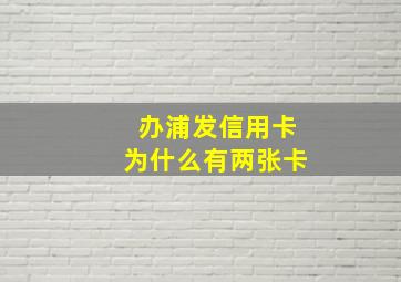 办浦发信用卡为什么有两张卡