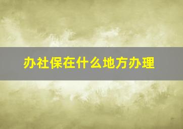 办社保在什么地方办理