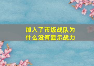 加入了市级战队为什么没有显示战力