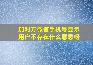 加对方微信手机号显示用户不存在什么意思呀