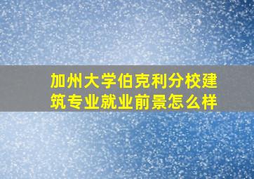 加州大学伯克利分校建筑专业就业前景怎么样