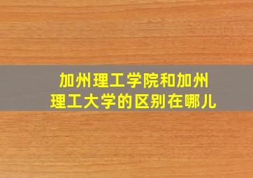 加州理工学院和加州理工大学的区别在哪儿