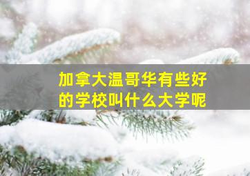 加拿大温哥华有些好的学校叫什么大学呢