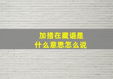 加措在藏语是什么意思怎么说