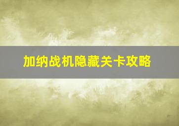 加纳战机隐藏关卡攻略